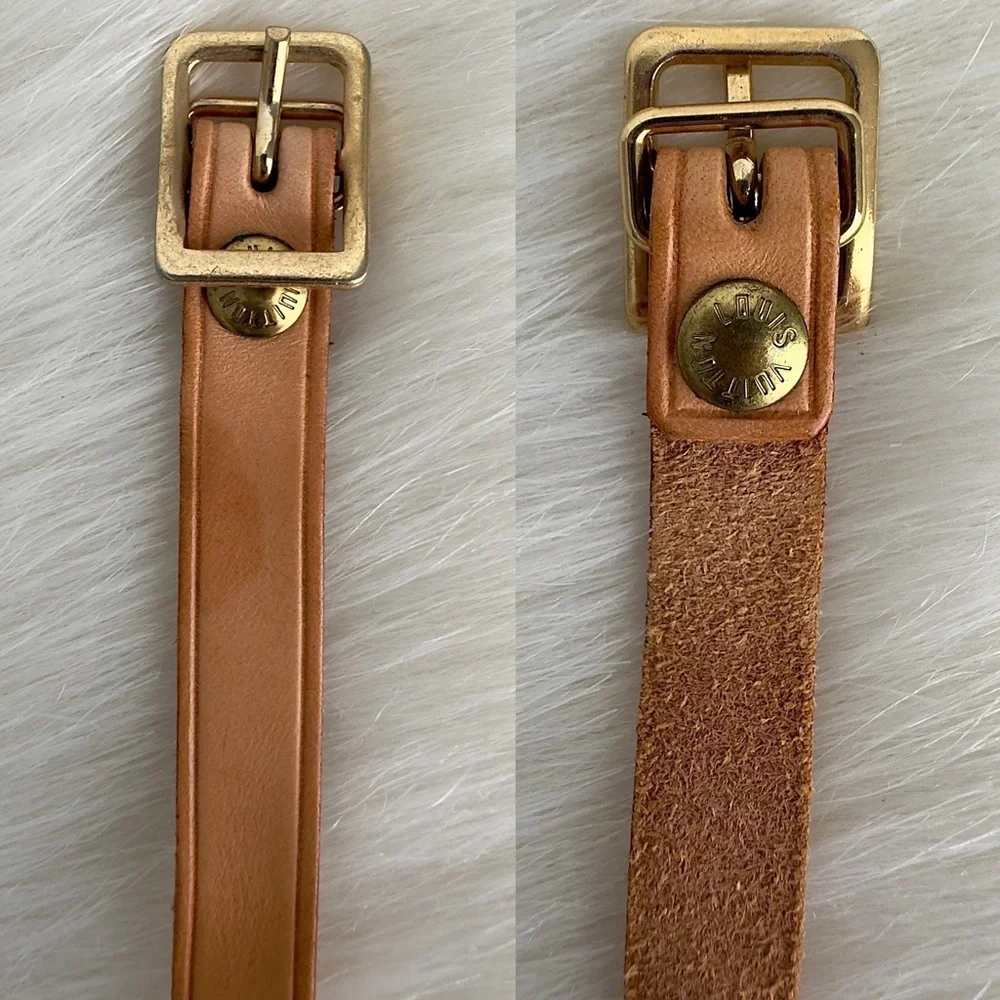 ✨Authentic LOUIS VUITTON Vachetta Leather Luggage Tag With Looping Strap Holder - Picture 11 of 16